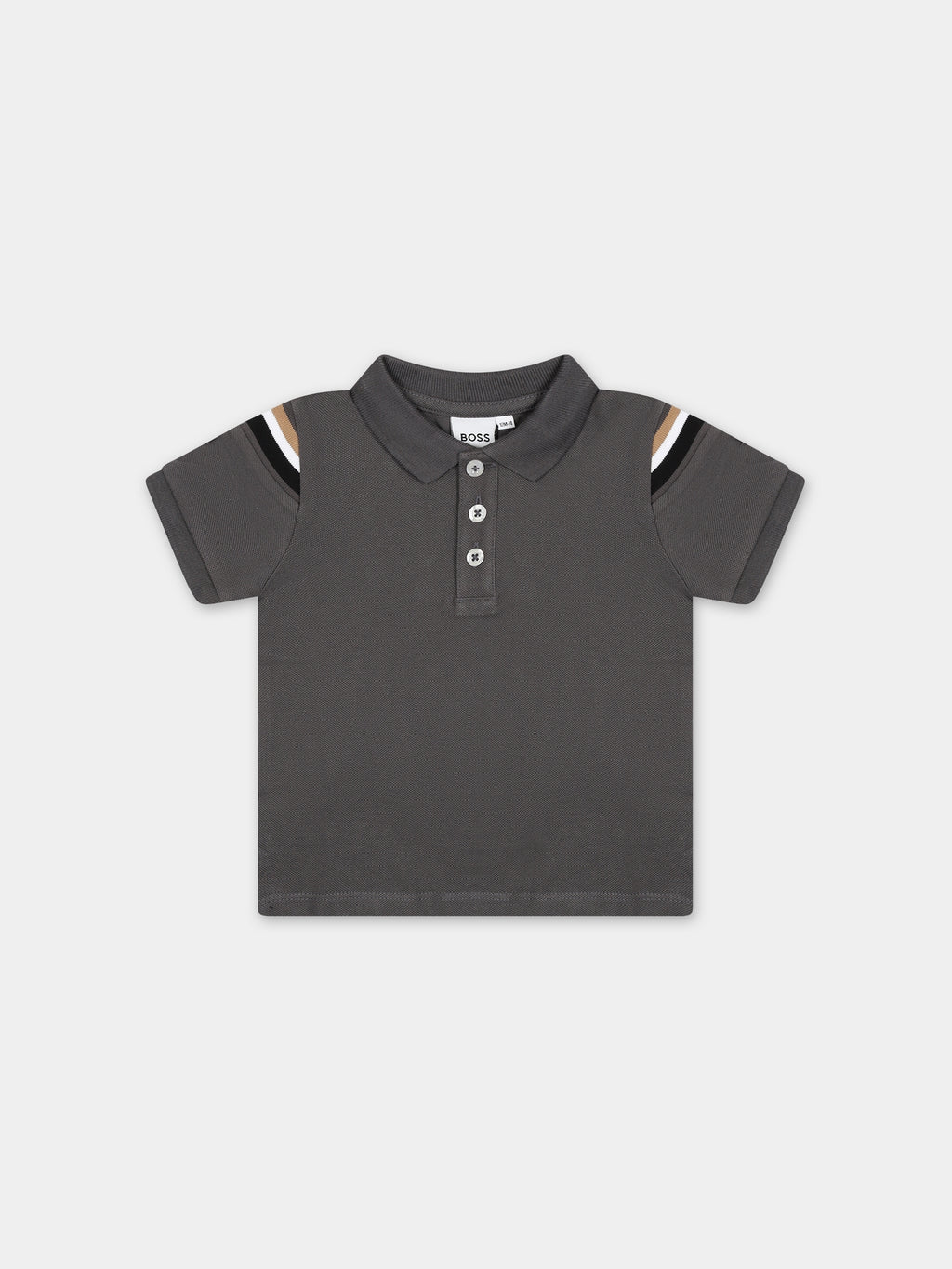 Gray polo shirt for baby boy with logo